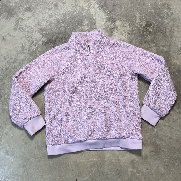 Athleta Girl Fleece Jacket Junior XXL 16 Purple 1/4 Zip Pullover So Snug‎ Sherpa - Picture 1 of 10